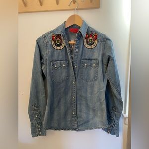 Women’s Western Embroidered Denim Shirt - Unique!
